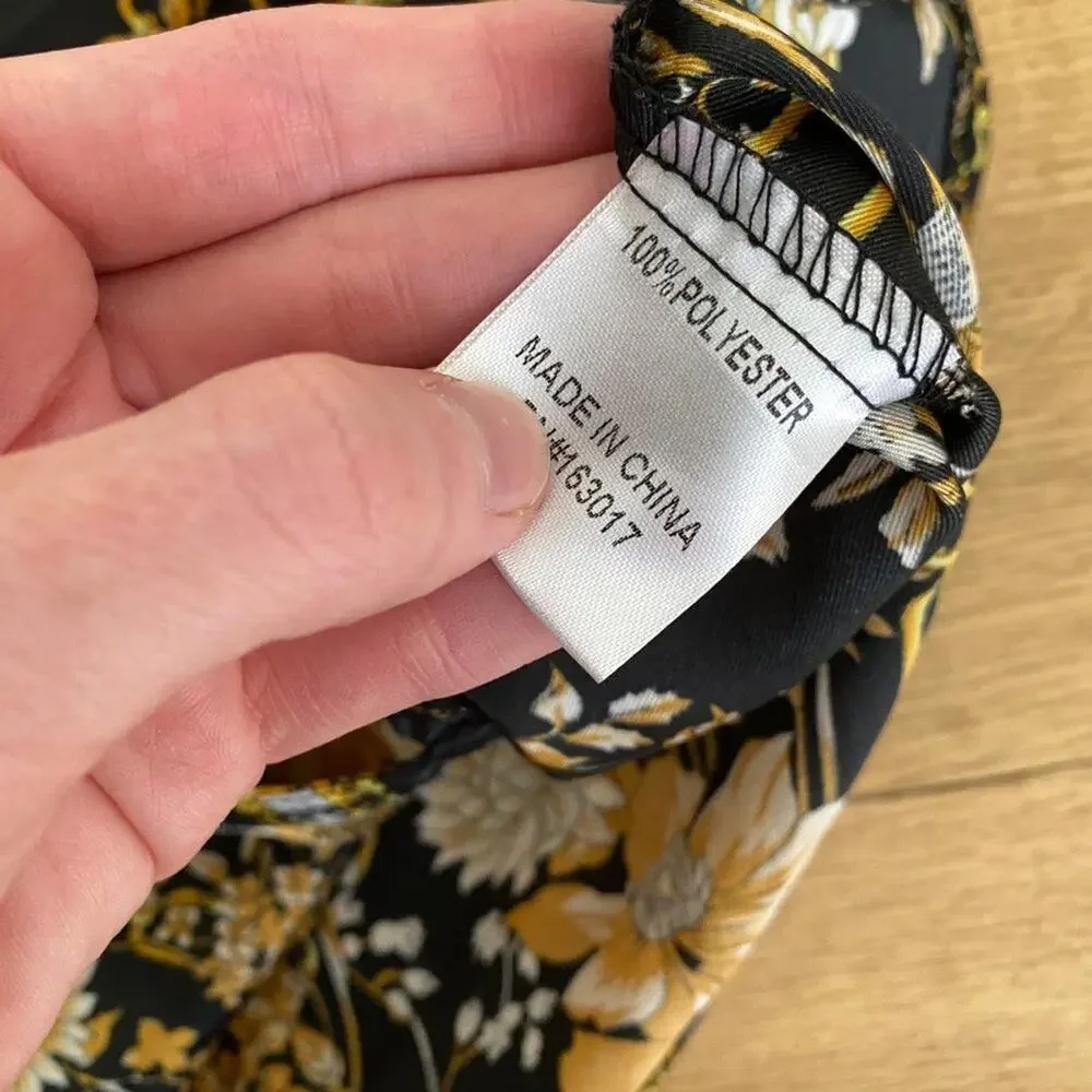 Princess Polly Lucci Silky Floral Mini Dress in Black and Gold